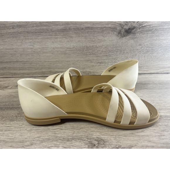 Crocs Tulum Toe Post Sandal Womens Size 9 Cream White Slip-On Shoes Slip On - Picture 6 of 8